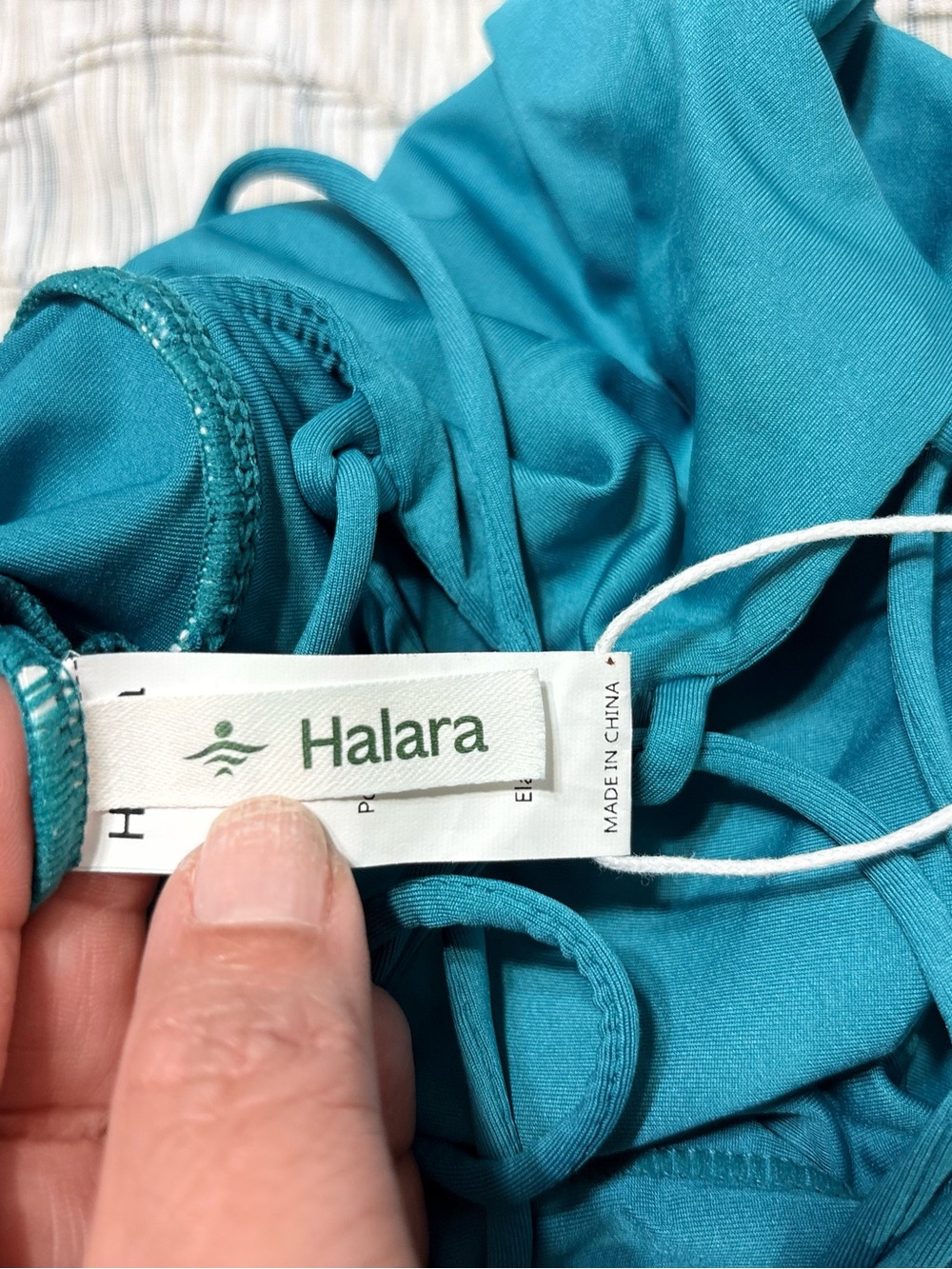 Halara Wide Leg Cowl Neck Crisscross Back Teal Removable Pads Jumpsuit NWT Sz M - Picture 10 of 13